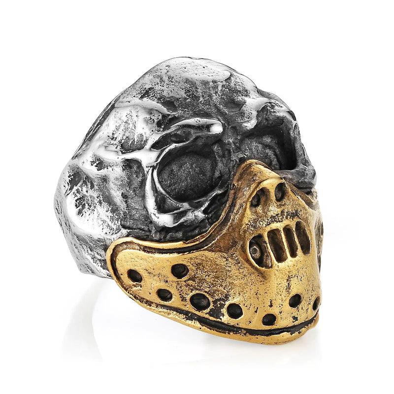 HZMAN Skull Ring for Men Chunky Stainless Steel Gothic Ring Jason Mask Ring Halloween Jewelry Gift (Size10)