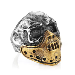 HZMAN Skull Ring for Men Chunky Stainless Steel Gothic Ring Jason Mask Ring Halloween Jewelry Gift (Size10)